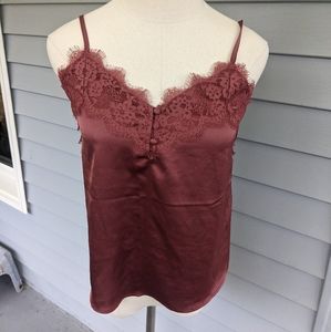 A&F Lacy Silk Tank - Pink - XS